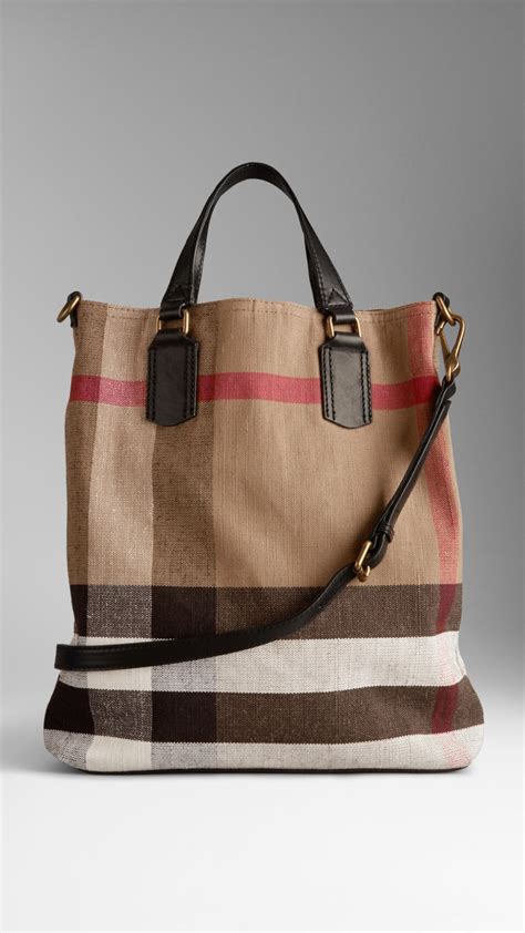 burberry medium soft belted canvas tote bag|Burberry medium canvas check tote.